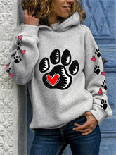 Dog Footprint Heart Print Long Sleeve Hoodie