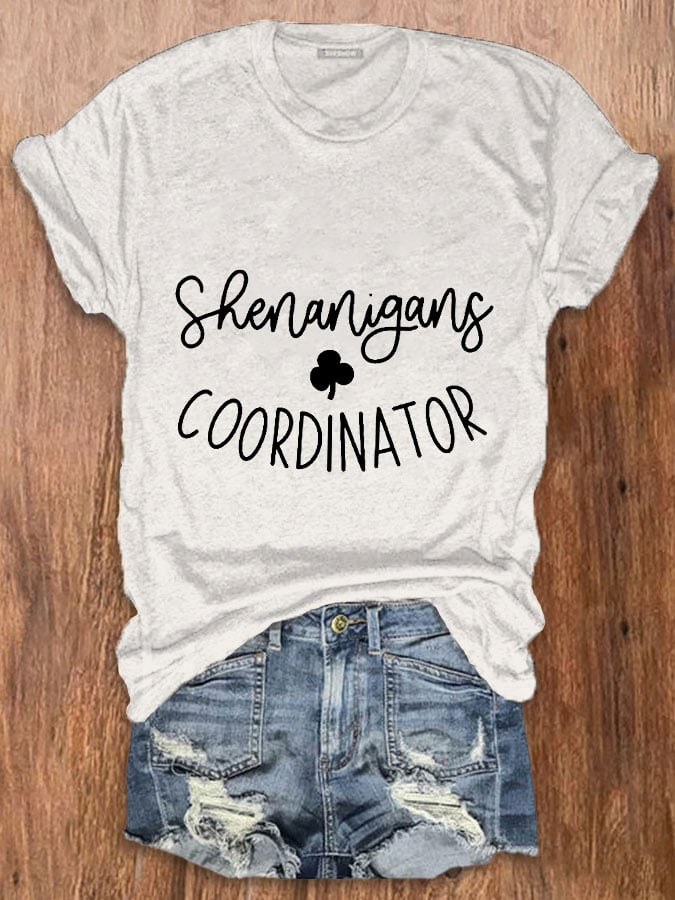 Eagerlys Women's St. Patrick's Day Shenanigans Coordinato Print Crew Neck T-Shirt