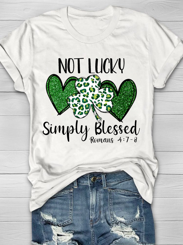 Eagerlys Eagerlys  Not Lucky Simply Blessed Short Sleeve T-Shirt