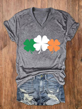 Eagerlys Women's Shamrock Print V-Neck Short Sleeve T-Shirt