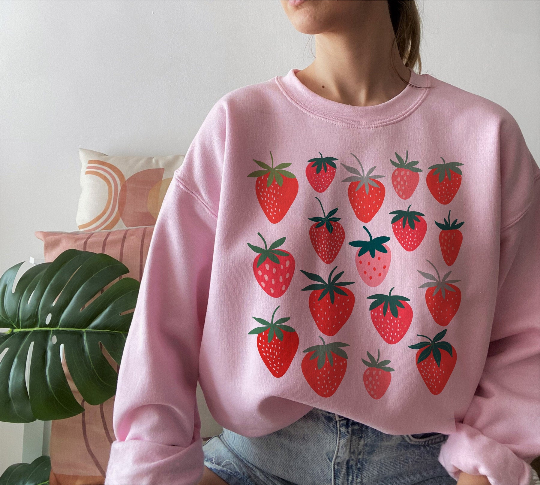 Strawberry crew neck aesthetic sweatshirt