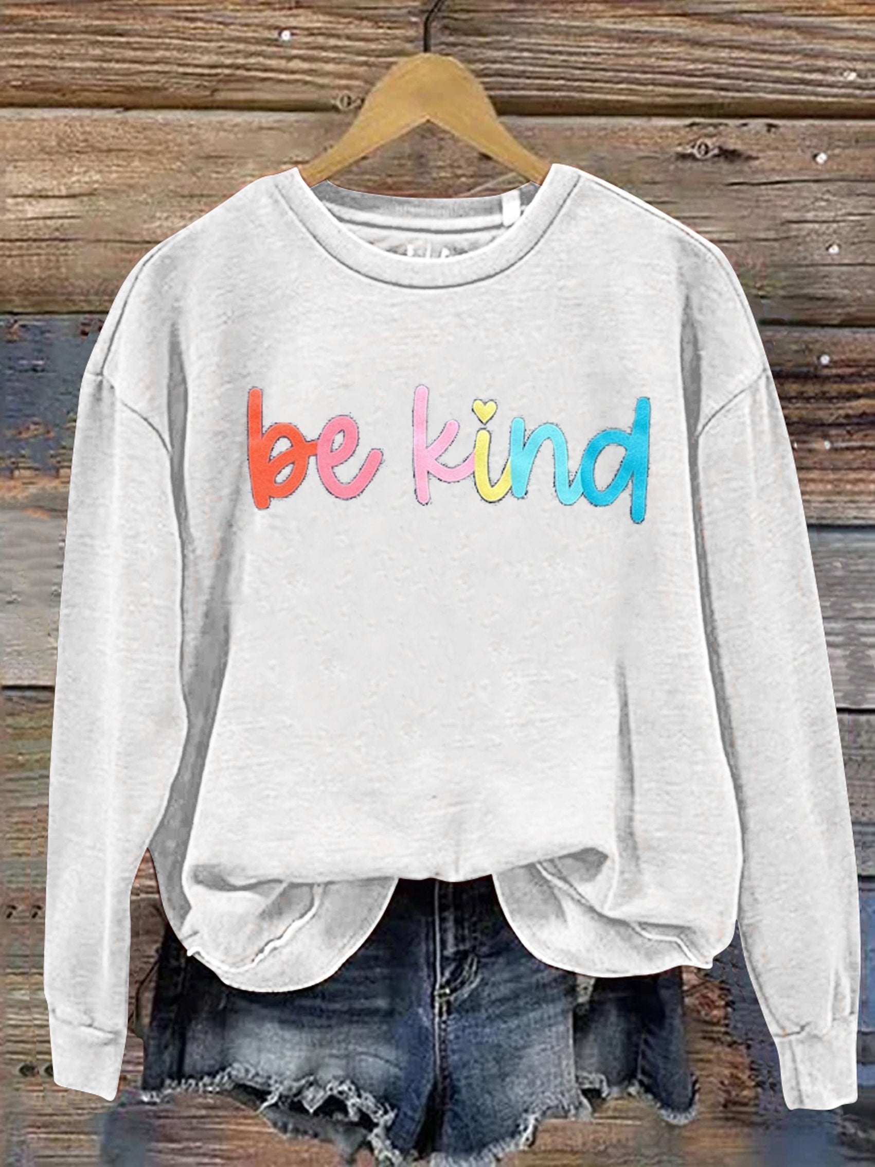 Be Kind Kindness Pride Rainbow Love Gradient Print Casual Sweatshirt