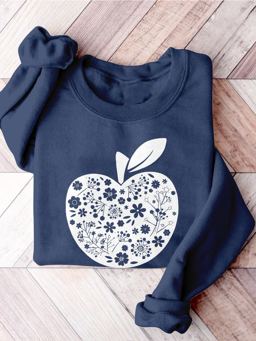 Teacher Appreciation Teacher Apple Motivational Kindergarten Preschool Teacher Life Print Casual Sweatshirt