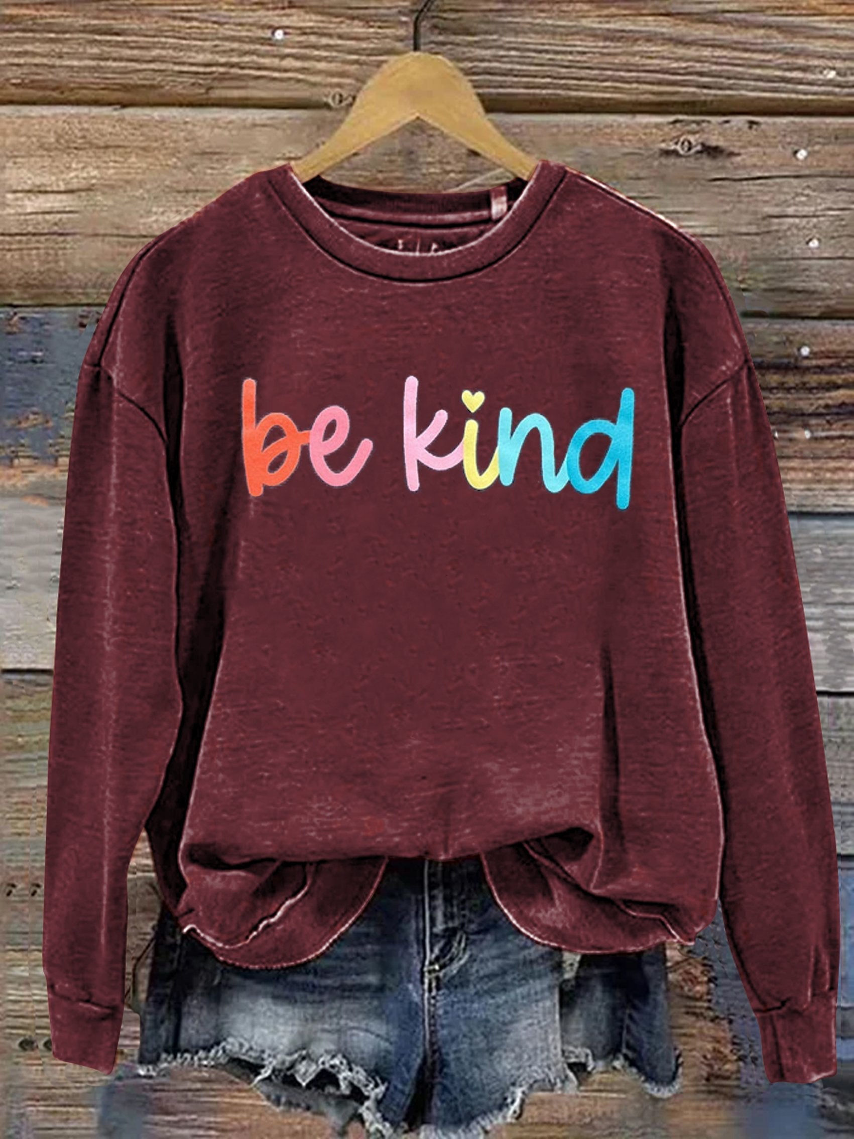 Be Kind Kindness Pride Rainbow Love Gradient Print Casual Sweatshirt