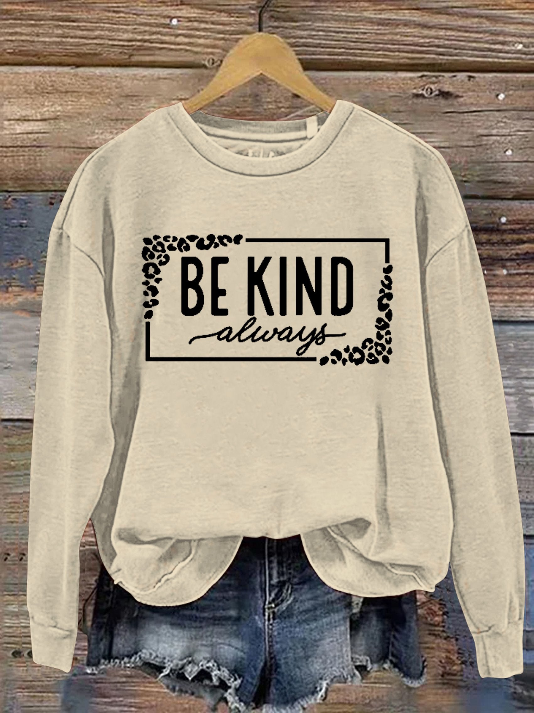 Unisex Women's Men's Leopard Print Be Kind Suicide Prevention Mental Print Casual Sweatshirt
