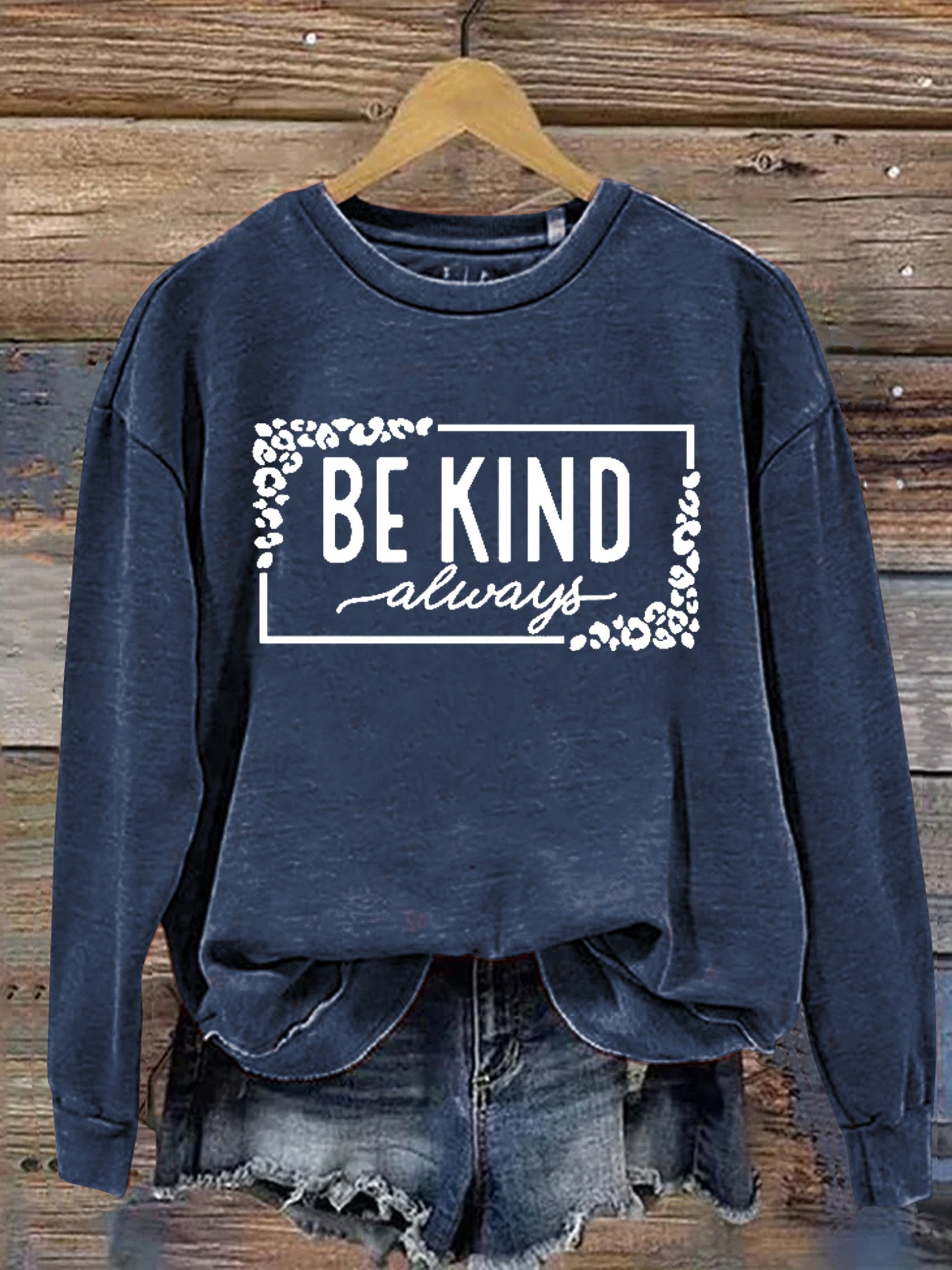 Unisex Women's Men's Leopard Print Be Kind Suicide Prevention Mental Print Casual Sweatshirt