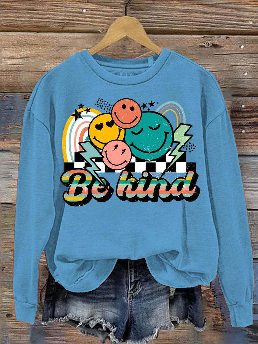Be Kind Smile Art Pattern Print Casual Sweatshirt