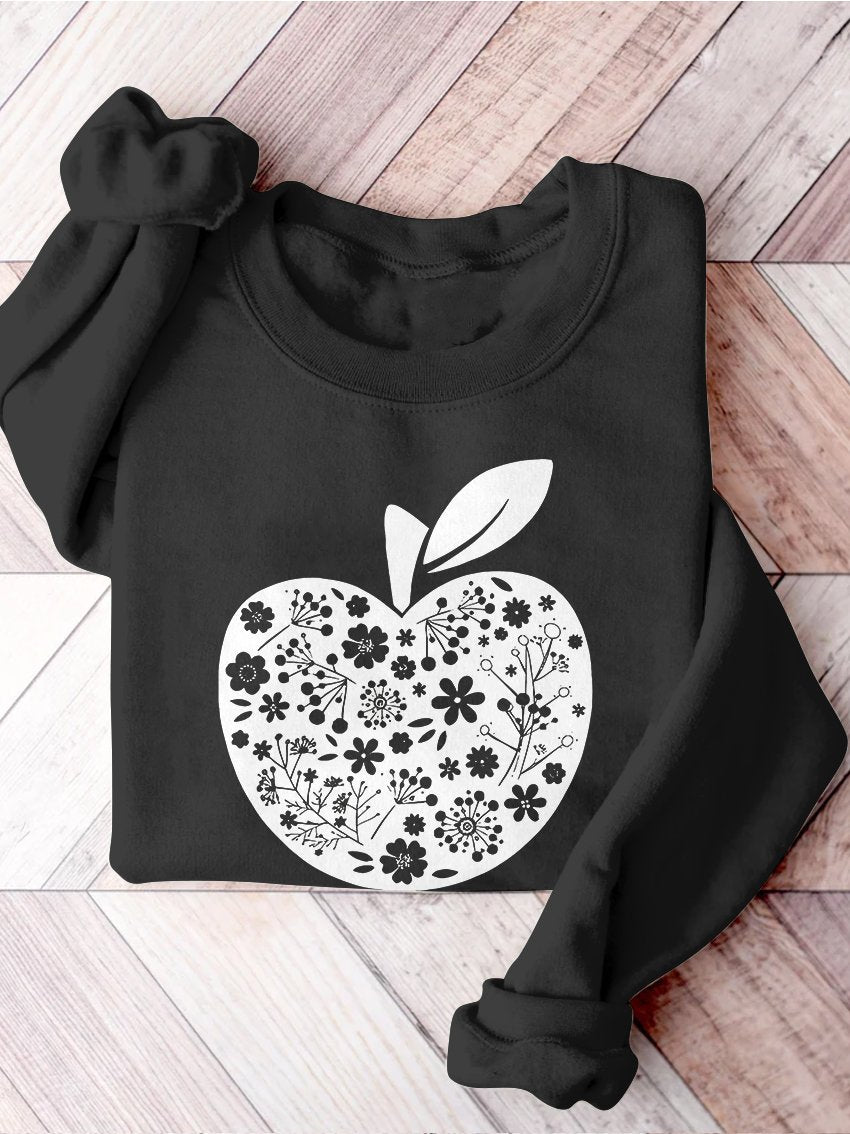 Teacher Appreciation Teacher Apple Motivational Kindergarten Preschool Teacher Life Print Casual Sweatshirt