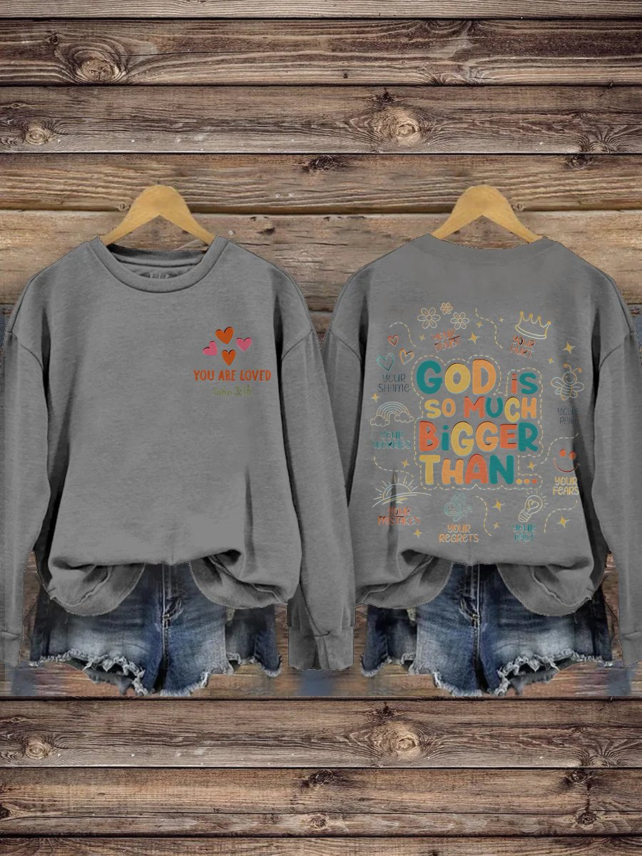 Christian Homeschool Mom Gifts For Teacher God Is Greater Mental Health Trendy Inspirational Merch Print Casual Sweatshirt
