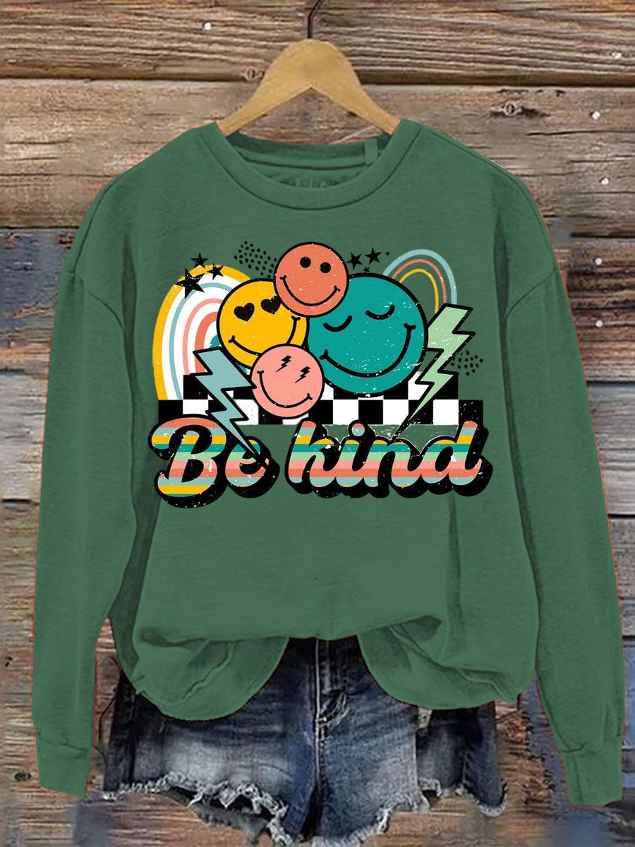 Be Kind Smile Art Pattern Print Casual Sweatshirt