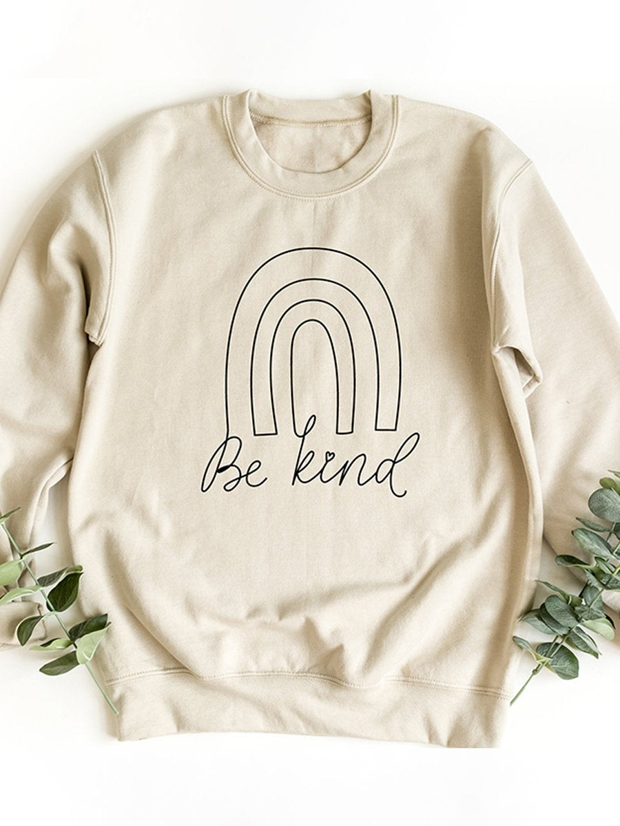 Rainbow Be Kind Suicide Prevention Mental Print Casual Sweatshirt