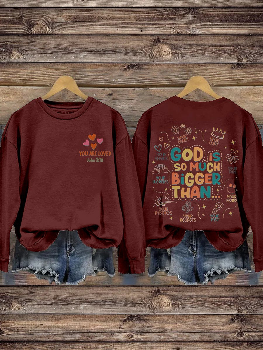 Christian Homeschool Mom Gifts For Teacher God Is Greater Mental Health Trendy Inspirational Merch Print Casual Sweatshirt