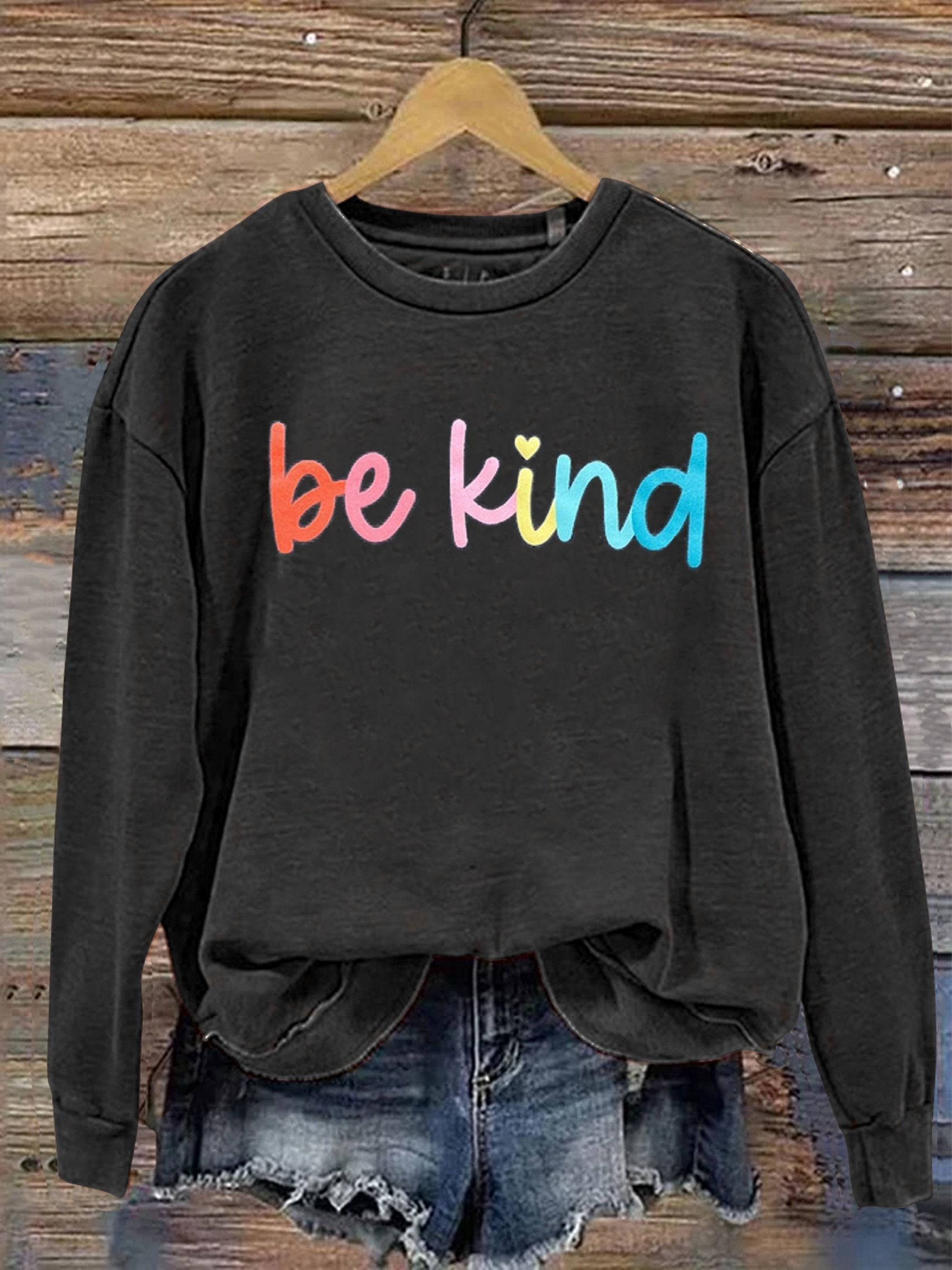 Be Kind Kindness Pride Rainbow Love Gradient Print Casual Sweatshirt
