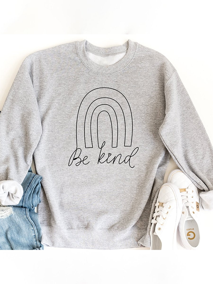 Rainbow Be Kind Suicide Prevention Mental Print Casual Sweatshirt