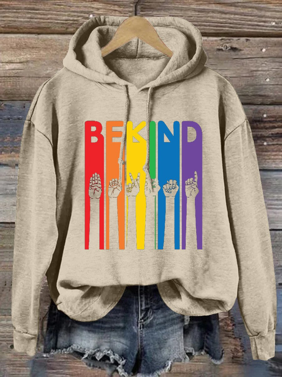 Be Kind Sign Language Kindness Pride Print Casual Hoodie