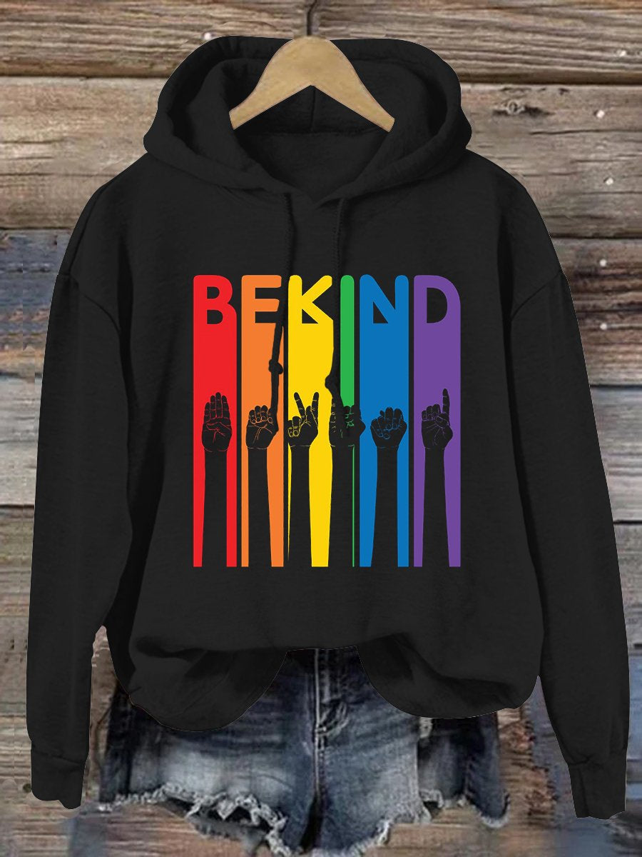 Be Kind Sign Language Kindness Pride Print Casual Hoodie