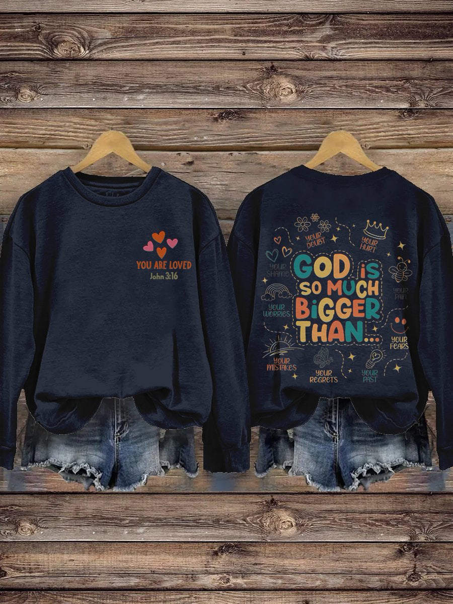 Christian Homeschool Mom Gifts For Teacher God Is Greater Mental Health Trendy Inspirational Merch Print Casual Sweatshirt