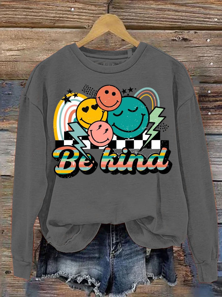 Be Kind Smile Art Pattern Print Casual Sweatshirt
