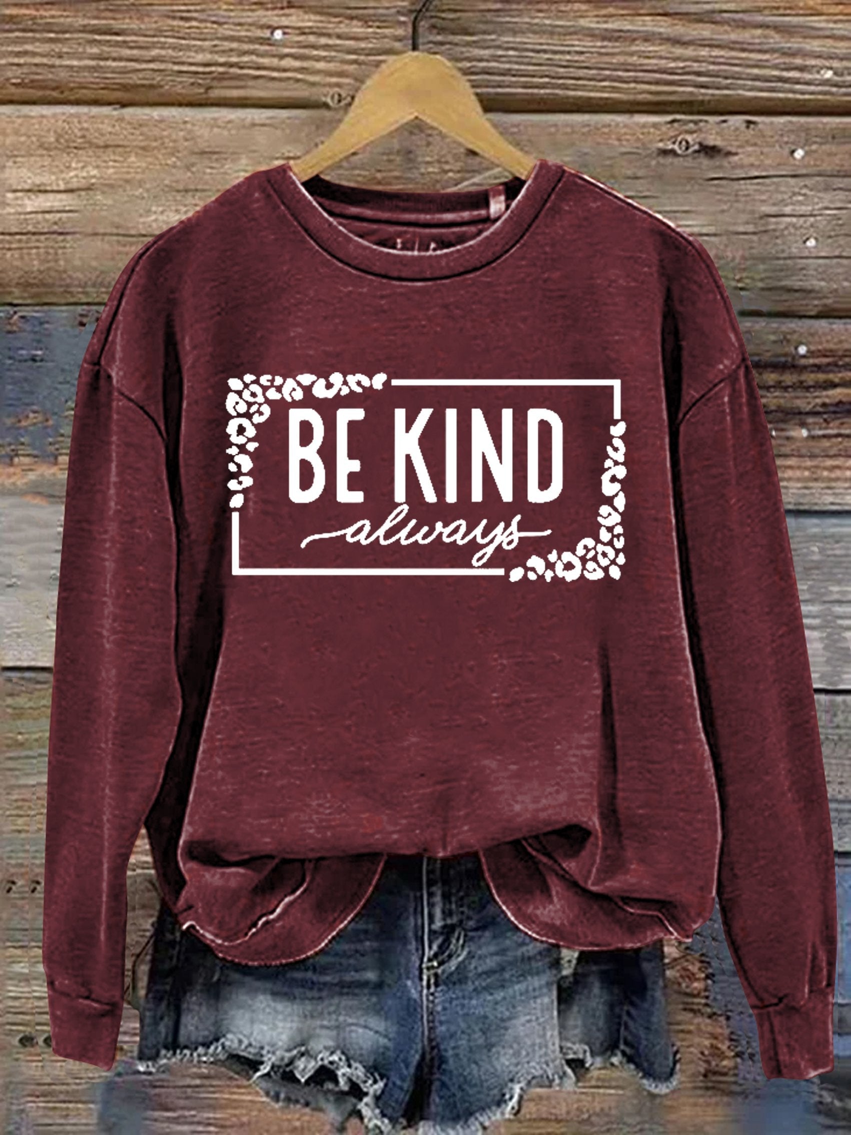 Unisex Women's Men's Leopard Print Be Kind Suicide Prevention Mental Print Casual Sweatshirt