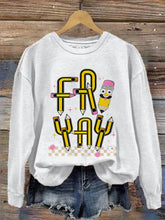 Friyay Teacher Fri-Yay Teacher Friday Weekend Funny Teacher Saying Elementary Fri-Yay Kindergarten Print Casual Sweatshirt