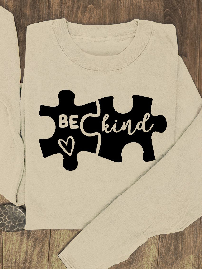 Puzzle Blue Purple Gradient Be Kind Suicide Prevention Mental Print Casual Sweatshirt