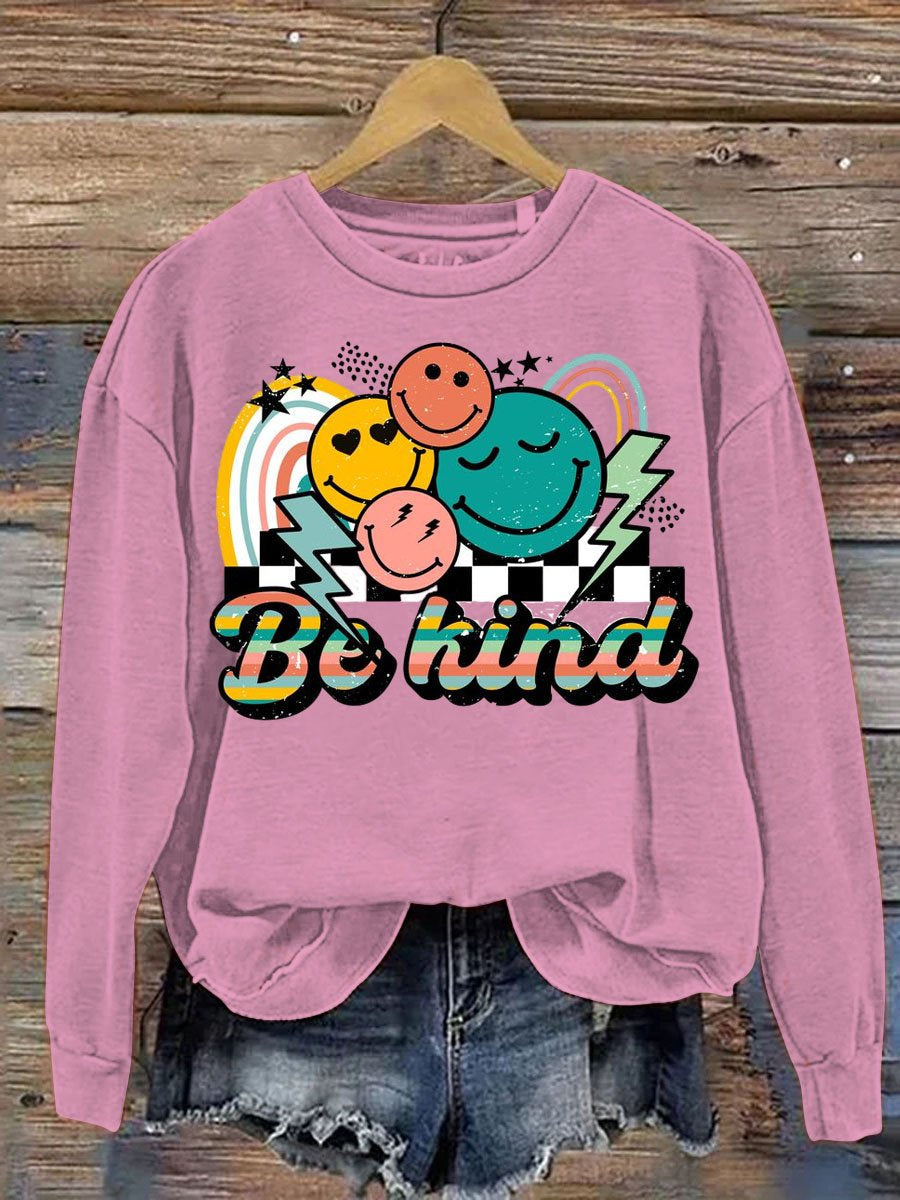 Be Kind Smile Art Pattern Print Casual Sweatshirt