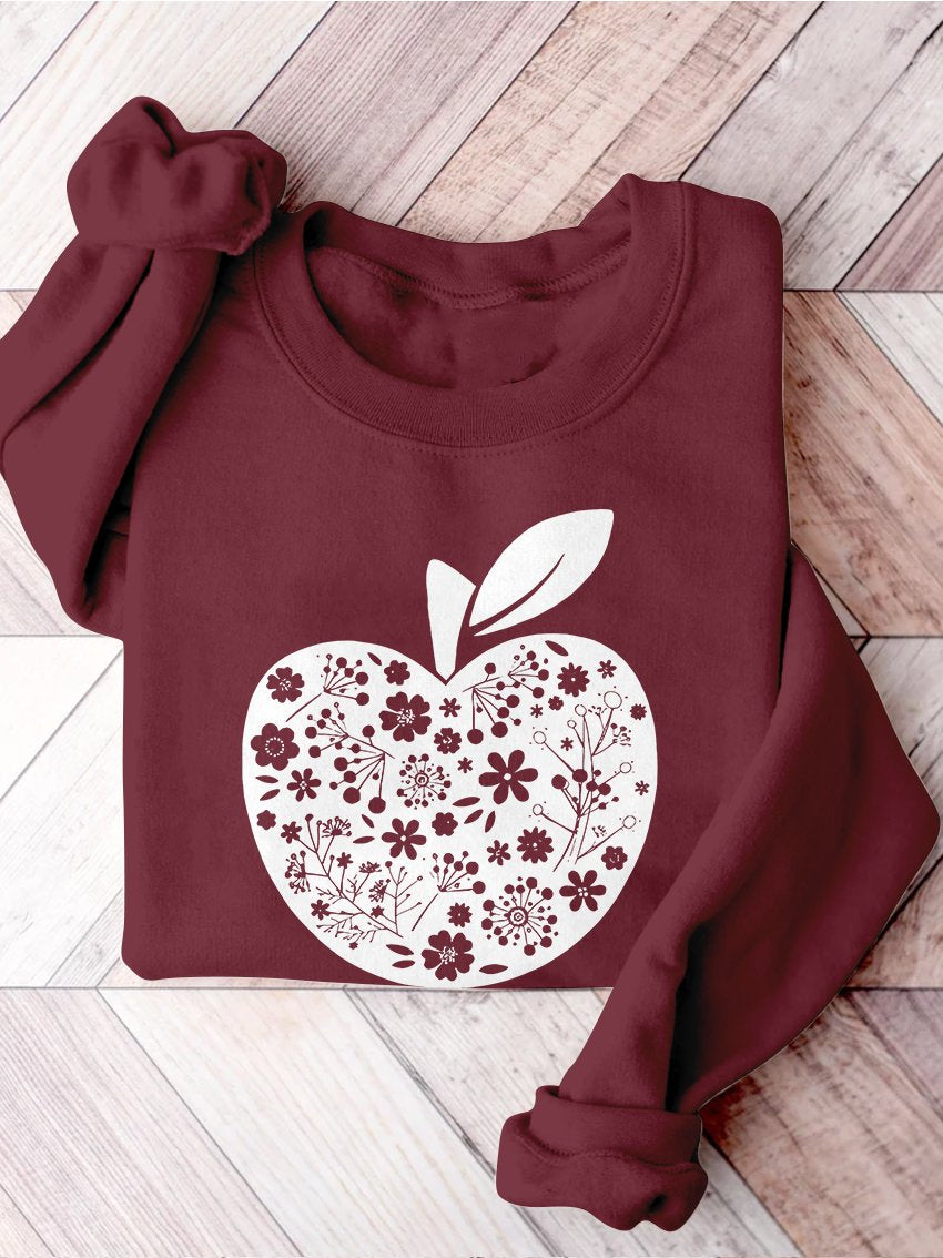 Teacher Appreciation Teacher Apple Motivational Kindergarten Preschool Teacher Life Print Casual Sweatshirt