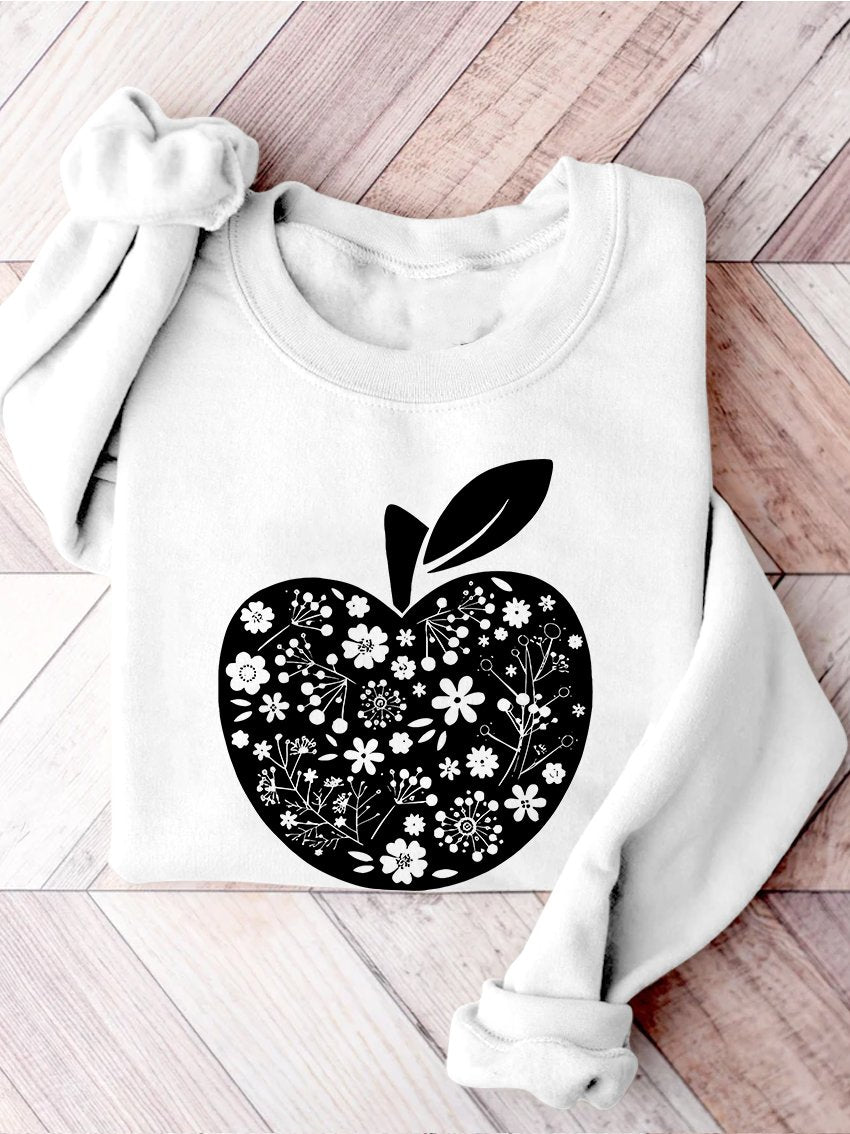 Teacher Appreciation Teacher Apple Motivational Kindergarten Preschool Teacher Life Print Casual Sweatshirt