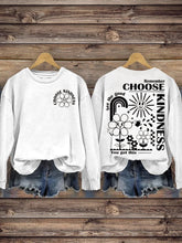 Mental Health Choose Kind Circle Inspirational Collar Casual Printed Sweatshirt