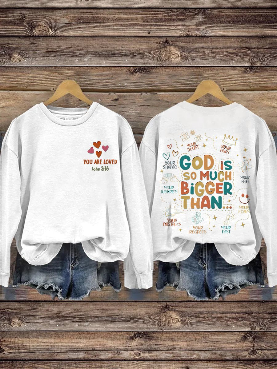 Christian Homeschool Mom Gifts For Teacher God Is Greater Mental Health Trendy Inspirational Merch Print Casual Sweatshirt