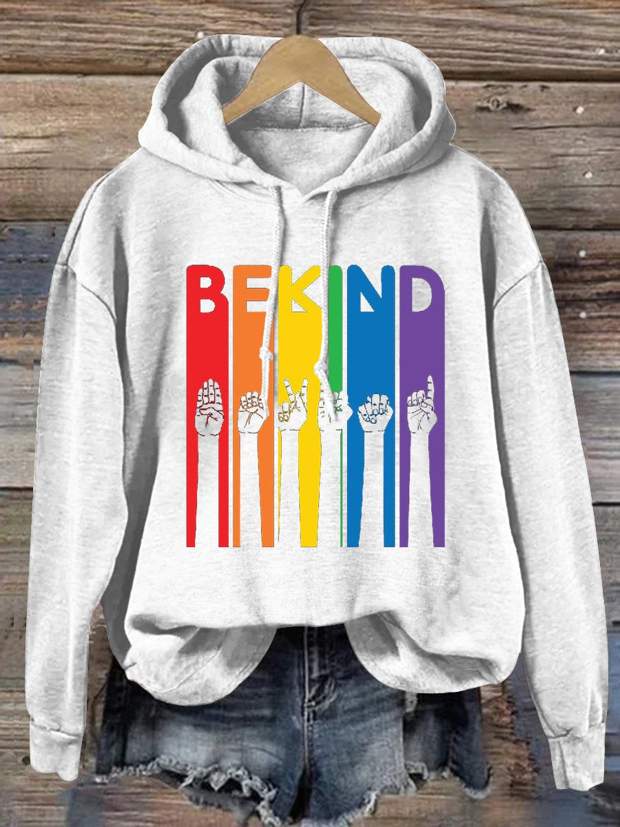 Be Kind Sign Language Kindness Pride Print Casual Hoodie