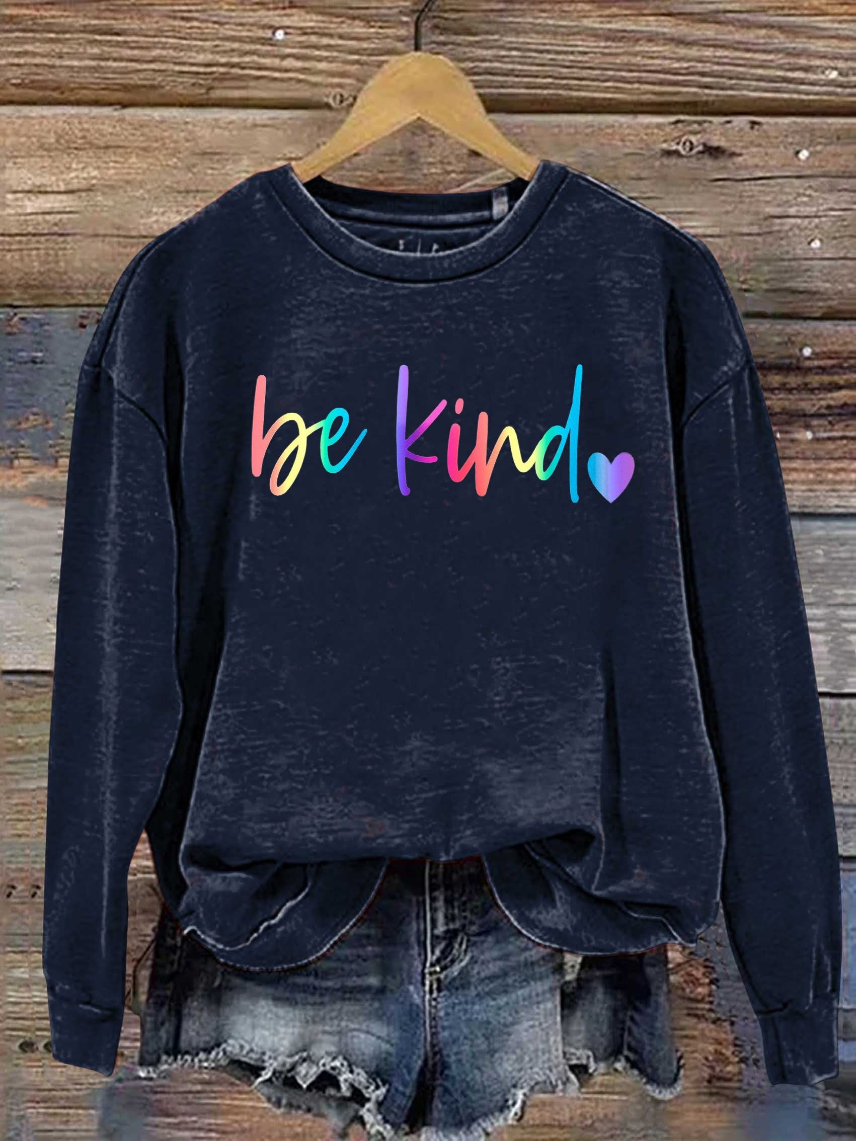 Be Kind Kindness Pride Rainbow Love Gradient Print Casual Sweatshirt