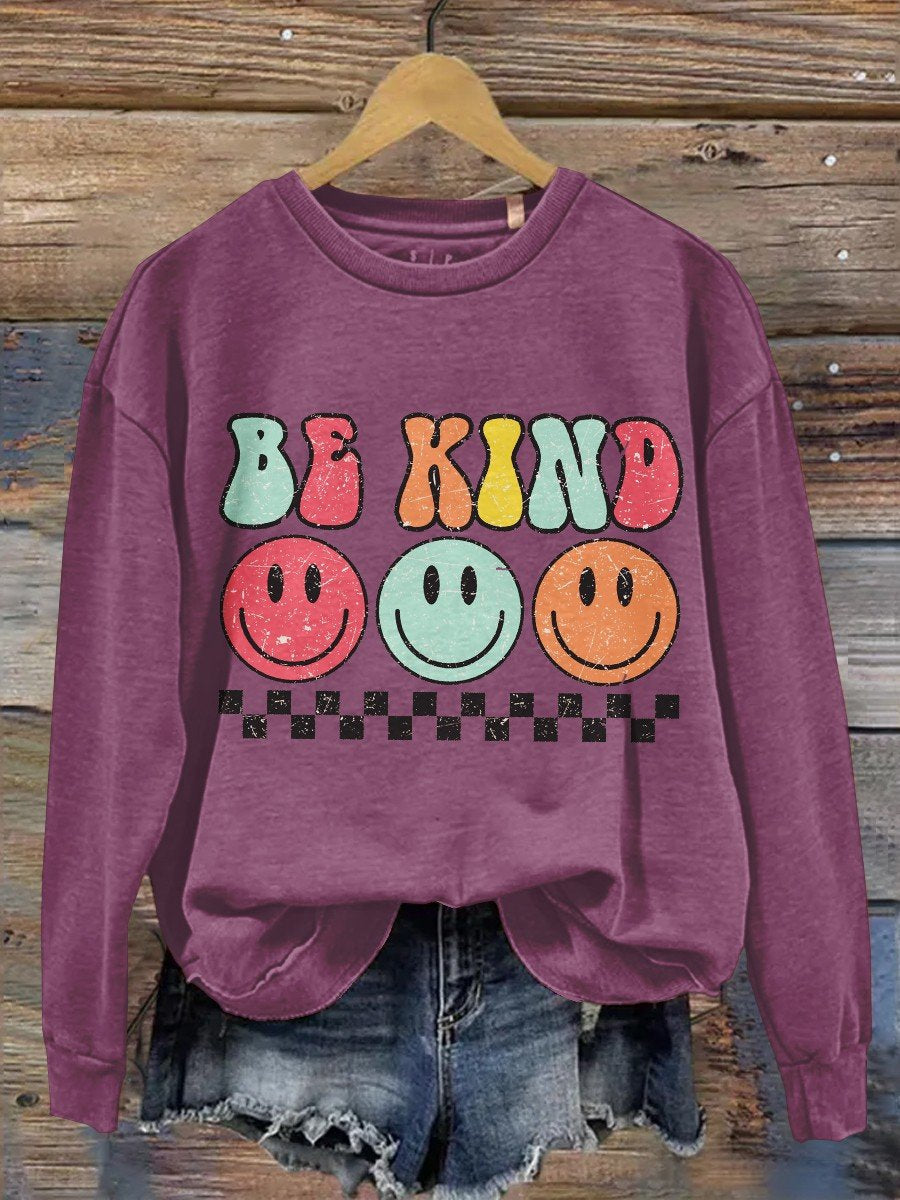 Women's Be Kind Print Casual Long Sleeve Sweatshirt