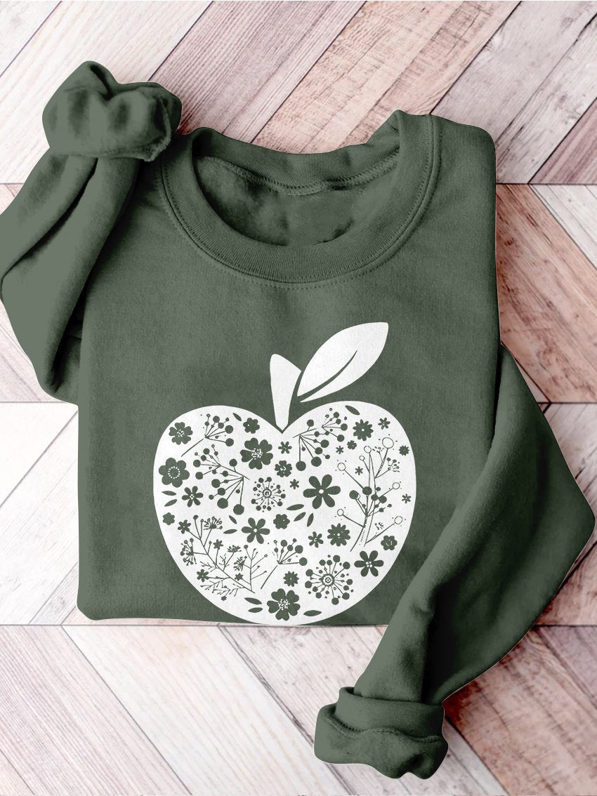 Teacher Appreciation Teacher Apple Motivational Kindergarten Preschool Teacher Life Print Casual Sweatshirt