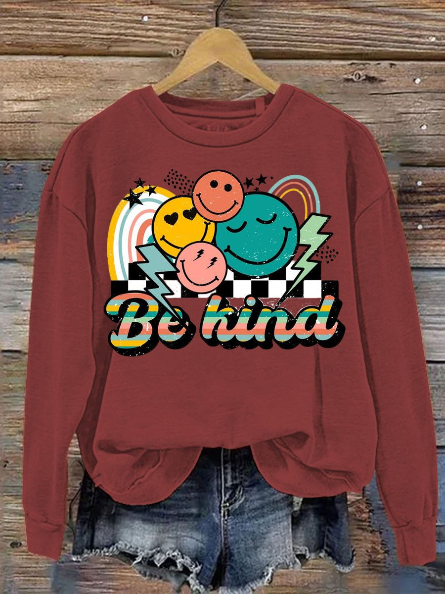Be Kind Smile Art Pattern Print Casual Sweatshirt