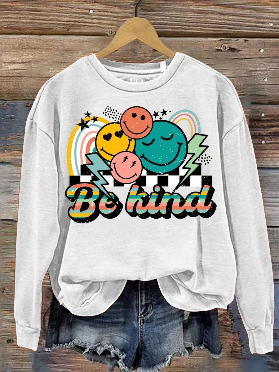 Be Kind Smile Art Pattern Print Casual Sweatshirt