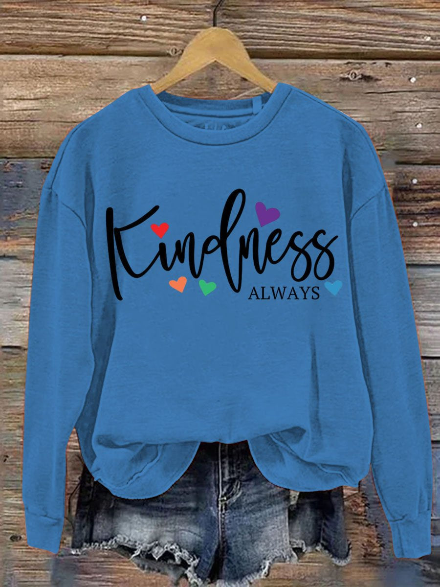 Kindness Always Art Pattern Print Casual Sweatshirt