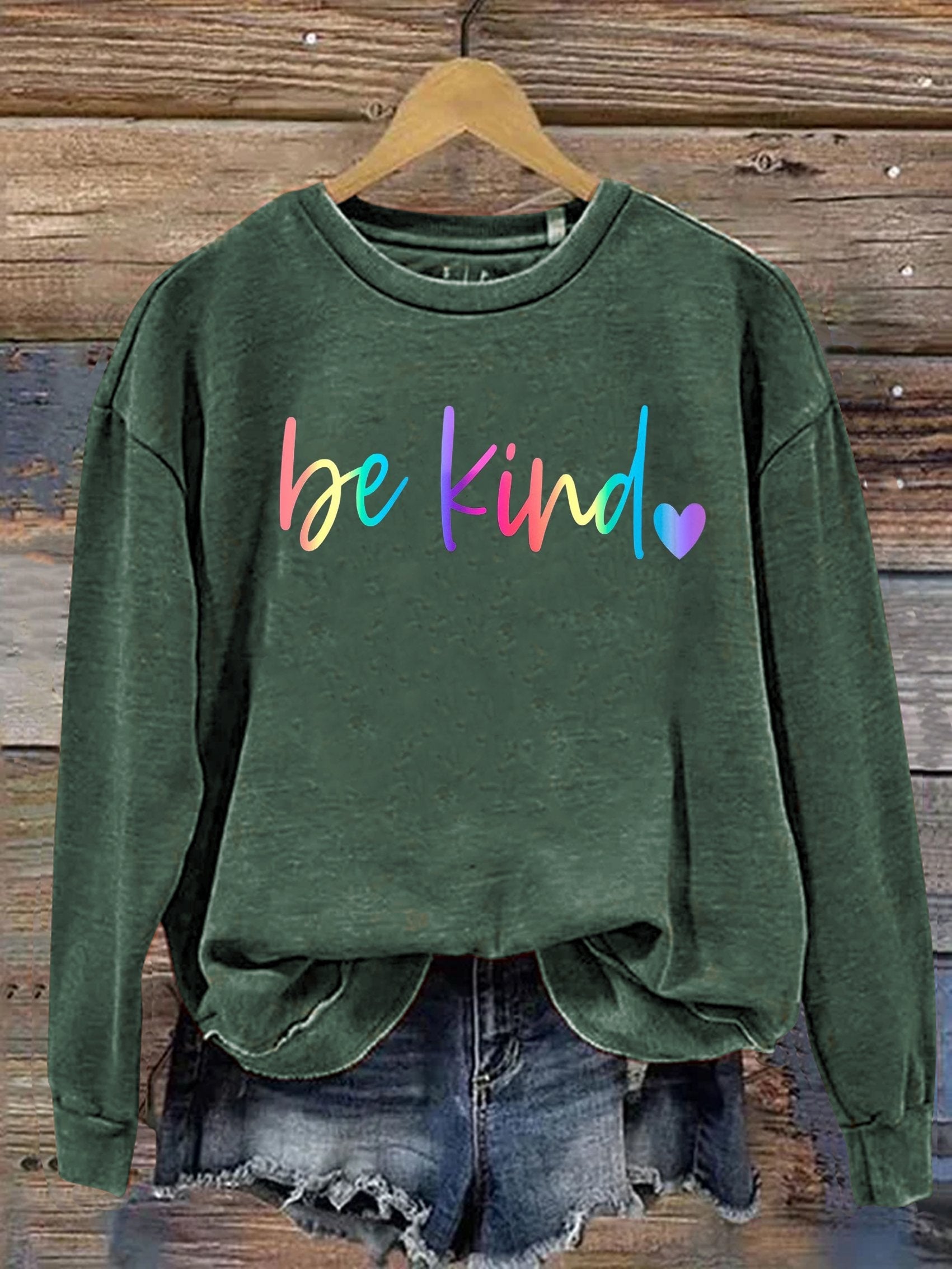 Be Kind Kindness Pride Rainbow Love Gradient Print Casual Sweatshirt