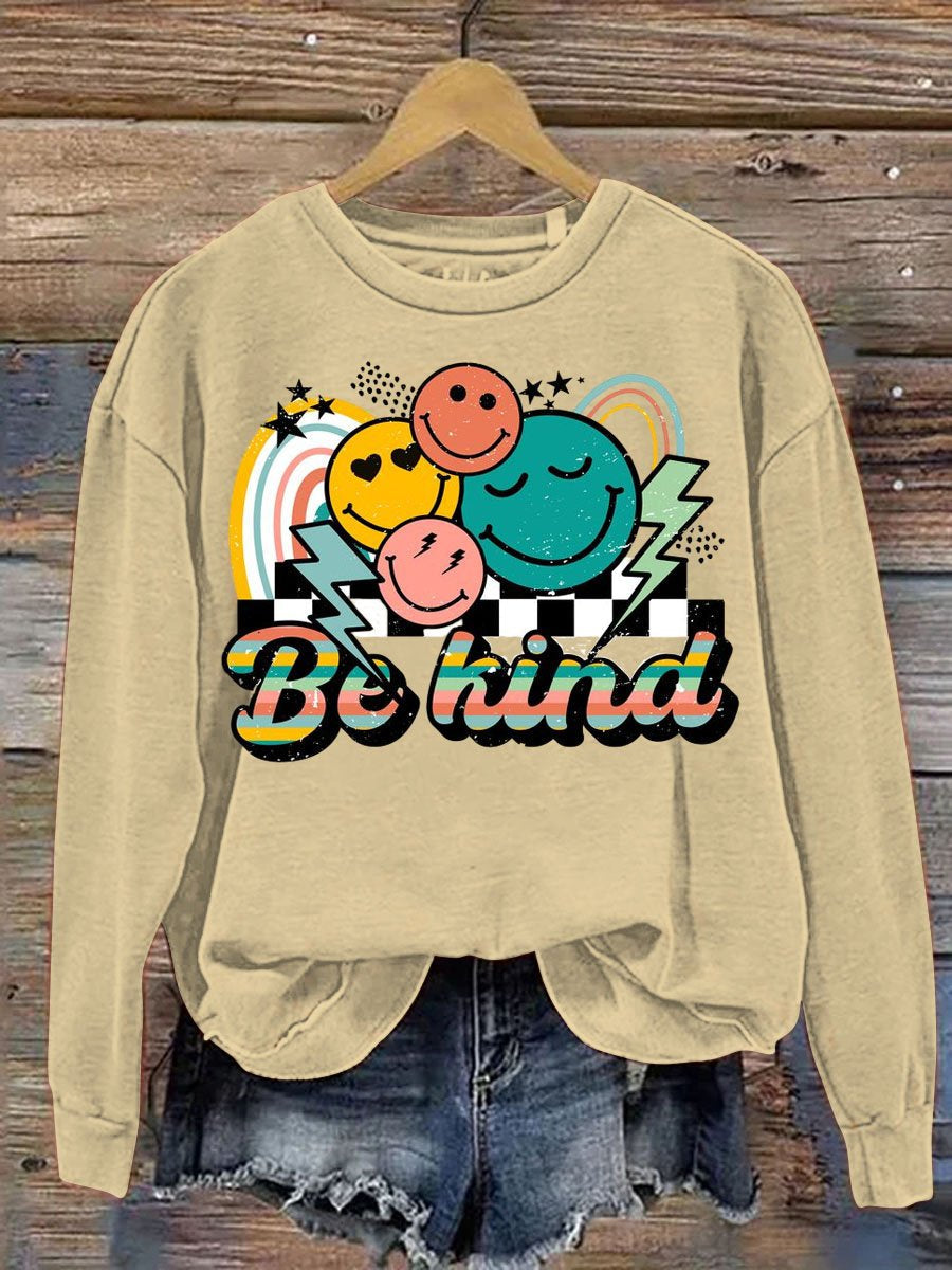 Be Kind Smile Art Pattern Print Casual Sweatshirt