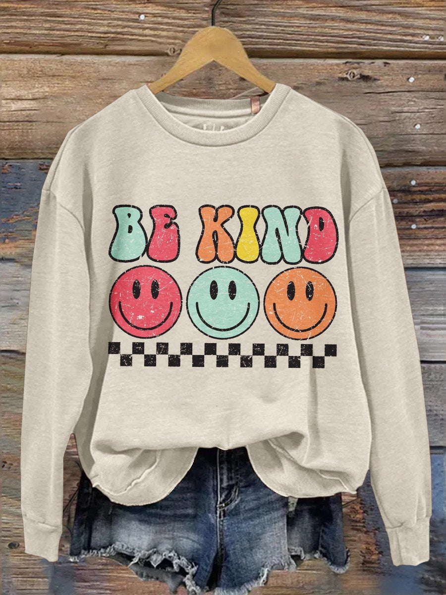 Women's Be Kind Print Casual Long Sleeve Sweatshirt
