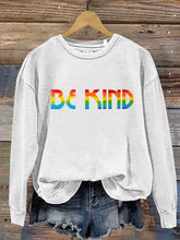 Be Kind Rainbow Print Casual Sweatshirt