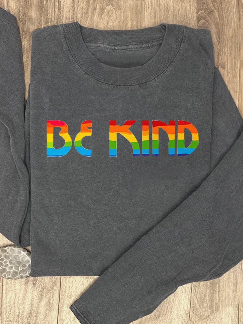 Be Kind Rainbow Suicide Prevention Mental Print Casual Sweatshirt