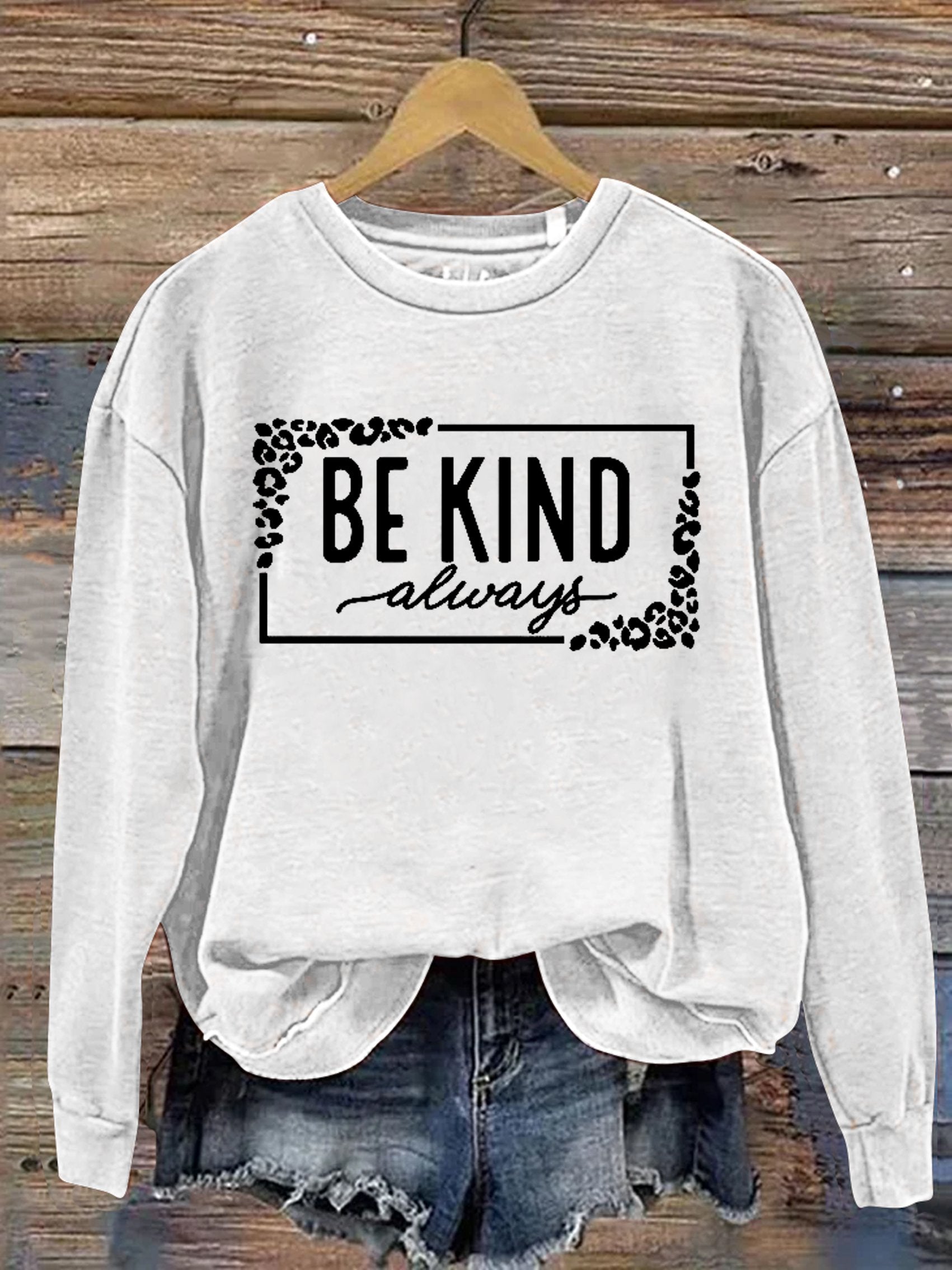 Unisex Women's Men's Leopard Print Be Kind Suicide Prevention Mental Print Casual Sweatshirt