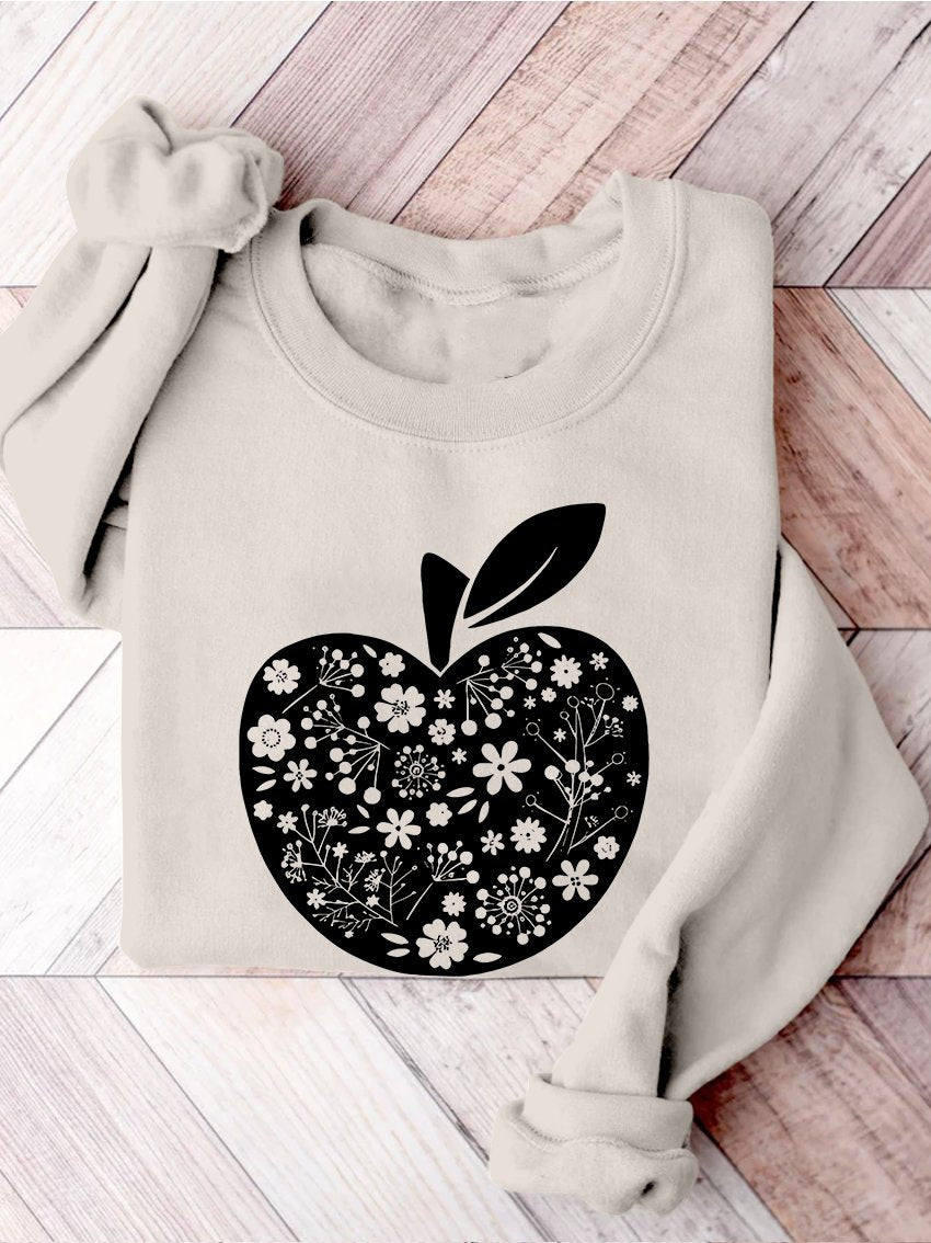 Teacher Appreciation Teacher Apple Motivational Kindergarten Preschool Teacher Life Print Casual Sweatshirt