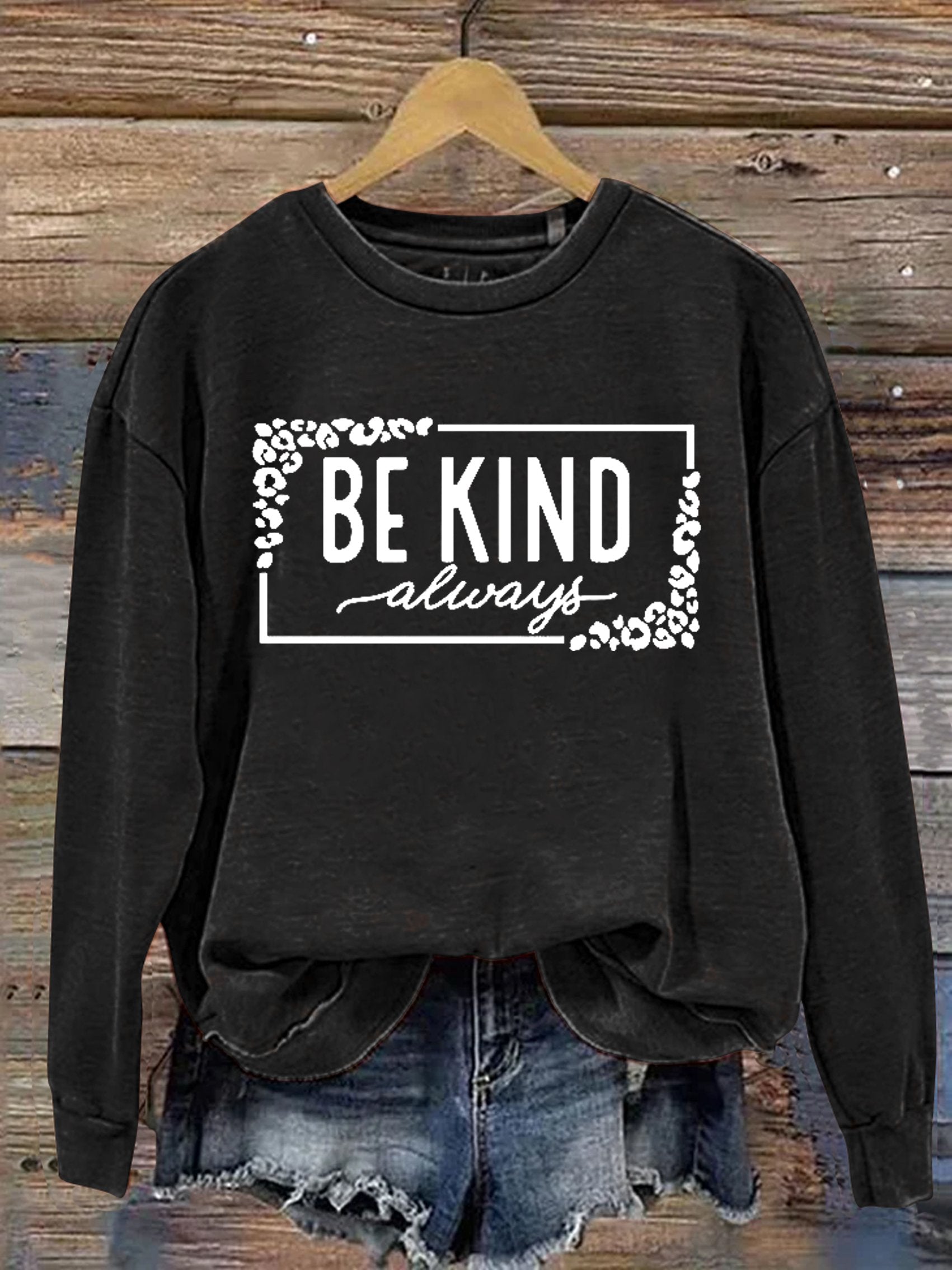 Unisex Women's Men's Leopard Print Be Kind Suicide Prevention Mental Print Casual Sweatshirt