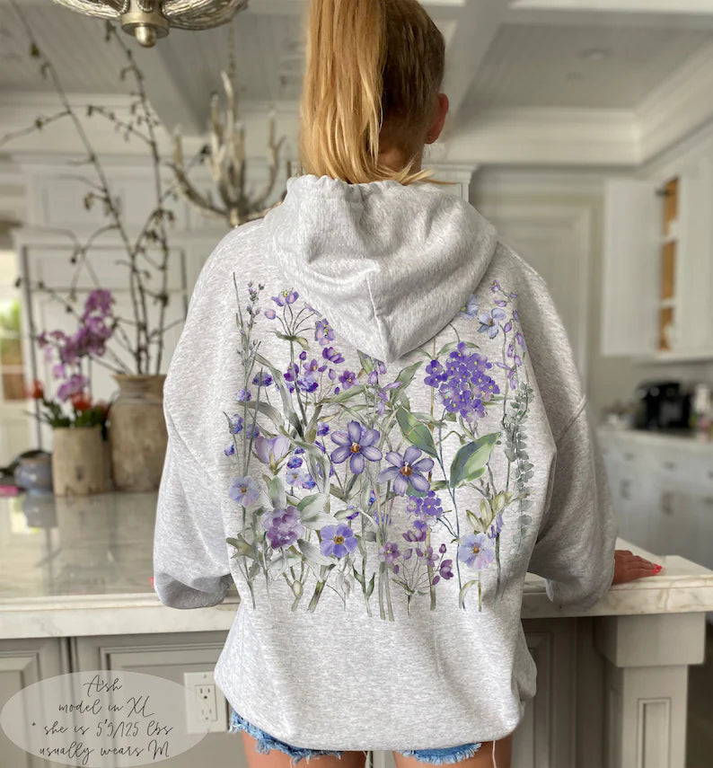 Vintage Pressed Flowers Hooded Sweatshirt