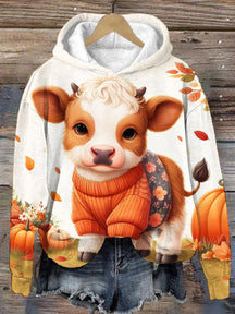 Women's Cute Highland Cow Print Hoodie