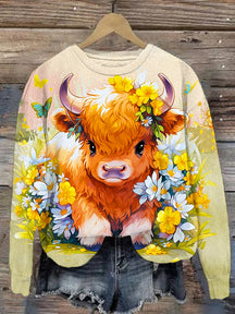 Women's Highland Cow Print Sweatshirt