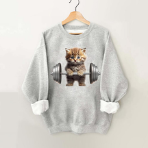 Weightlifting Cat Vintage Gym Sweatshirt