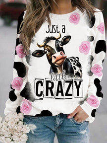 Women's Highland Cow And Flower Print Sweatshirt